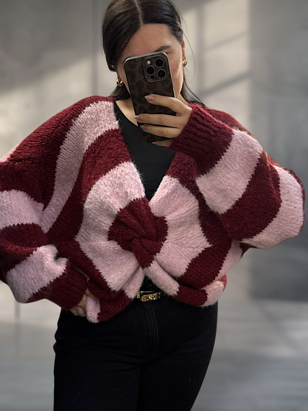 Cropped Knotenpullover gestreift (verschiedene Farben)