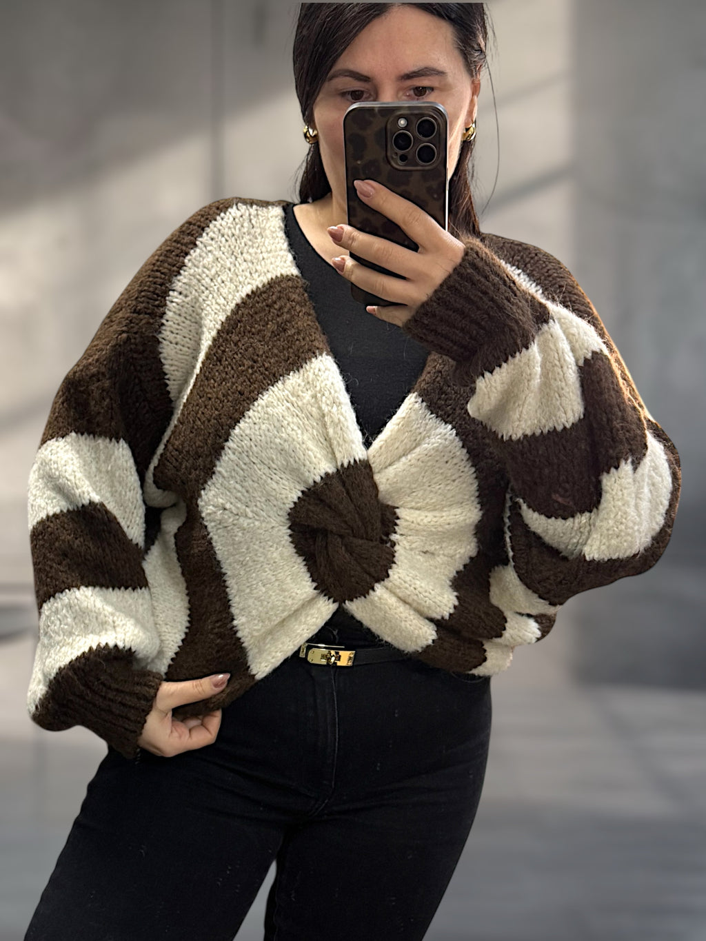 Cropped Knotenpullover gestreift (verschiedene Farben)