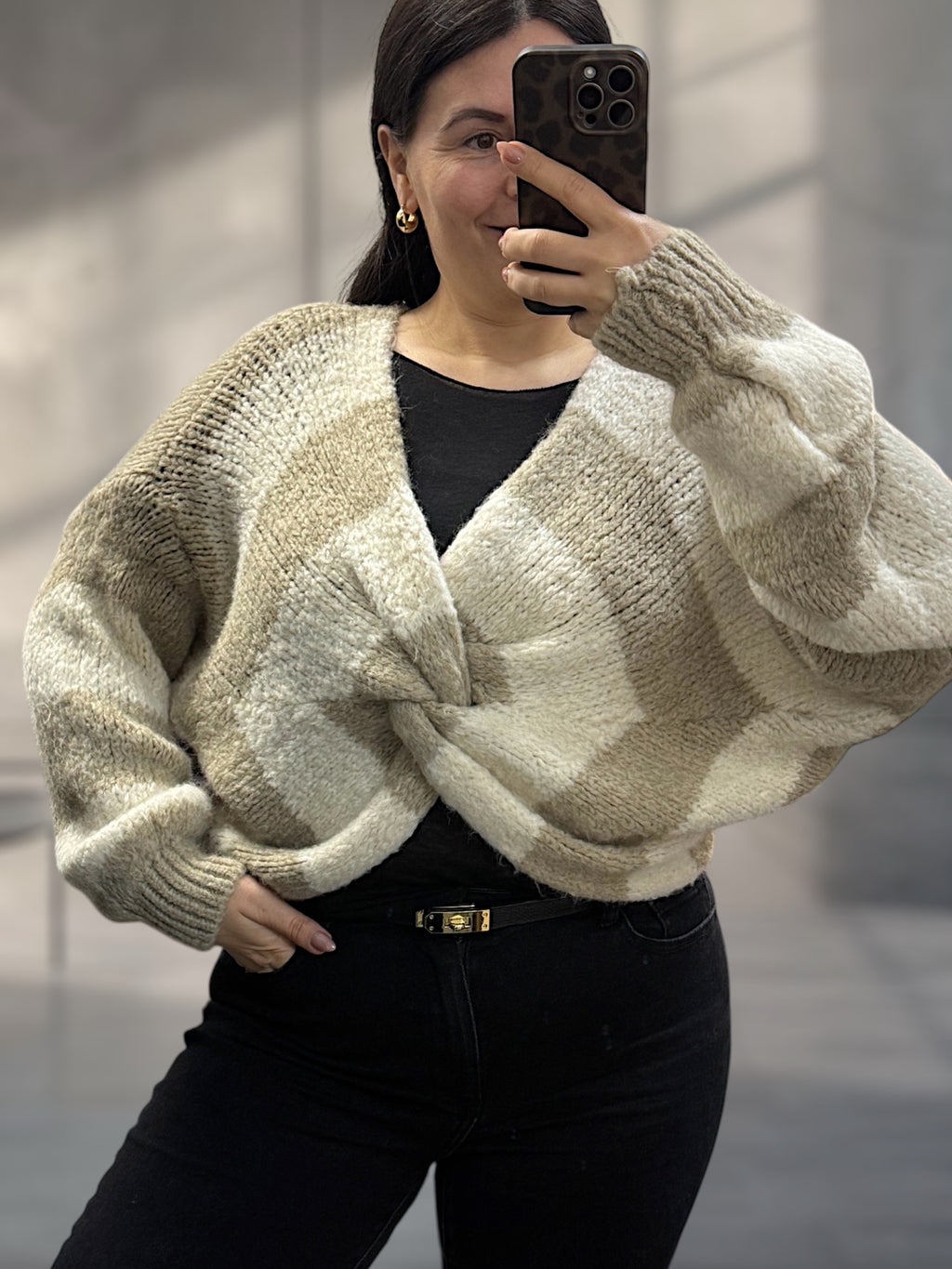 Cropped Knotenpullover gestreift (verschiedene Farben)