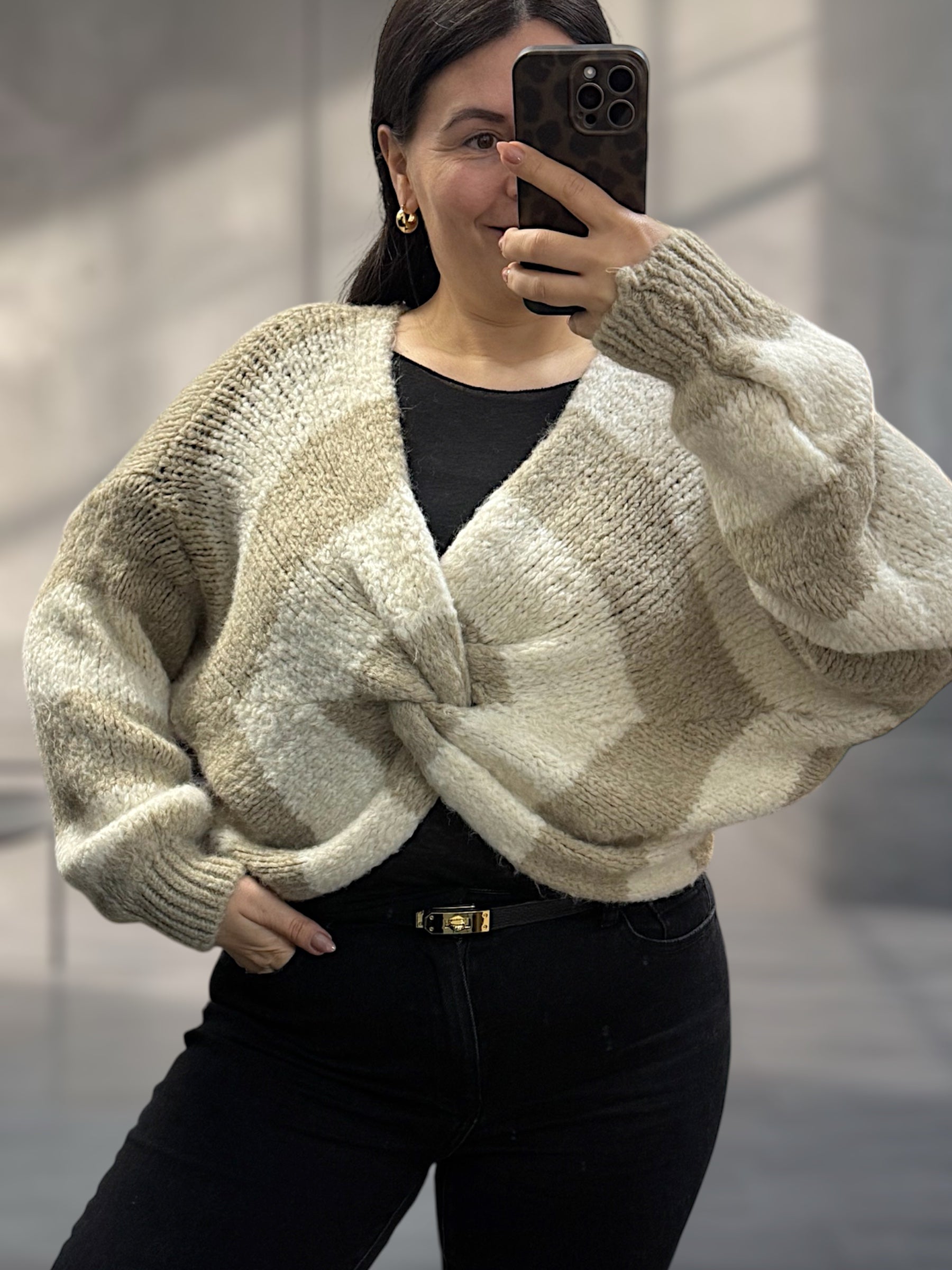 Cropped Knotenpullover gestreift (verschiedene Farben)