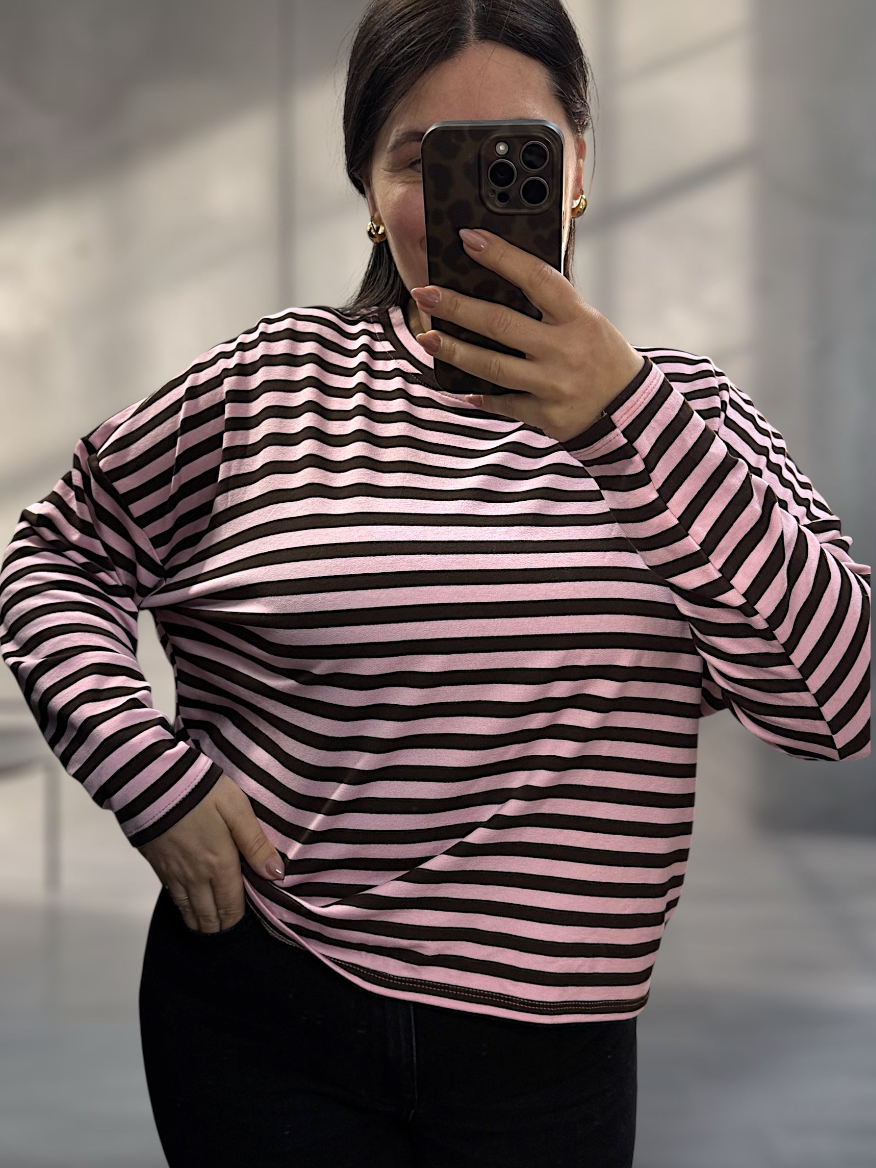 Gestreiftes Jersey Shirt kürzer geschnitten (verschiedene Farben)