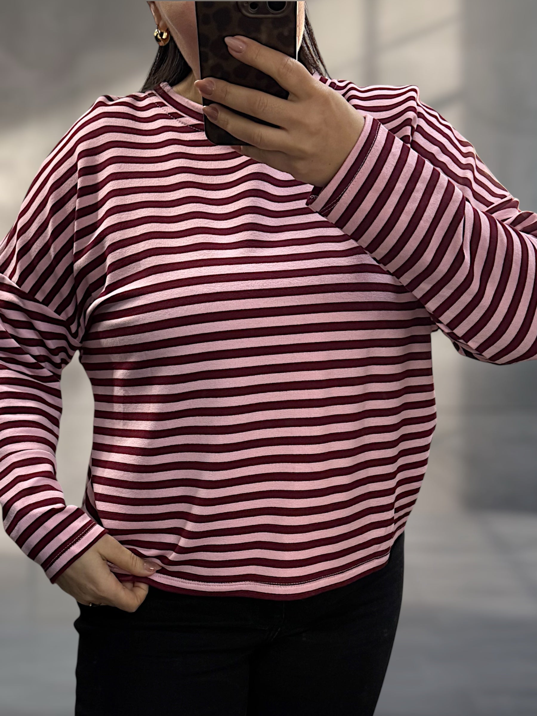 Gestreiftes Jersey Shirt kürzer geschnitten (verschiedene Farben)