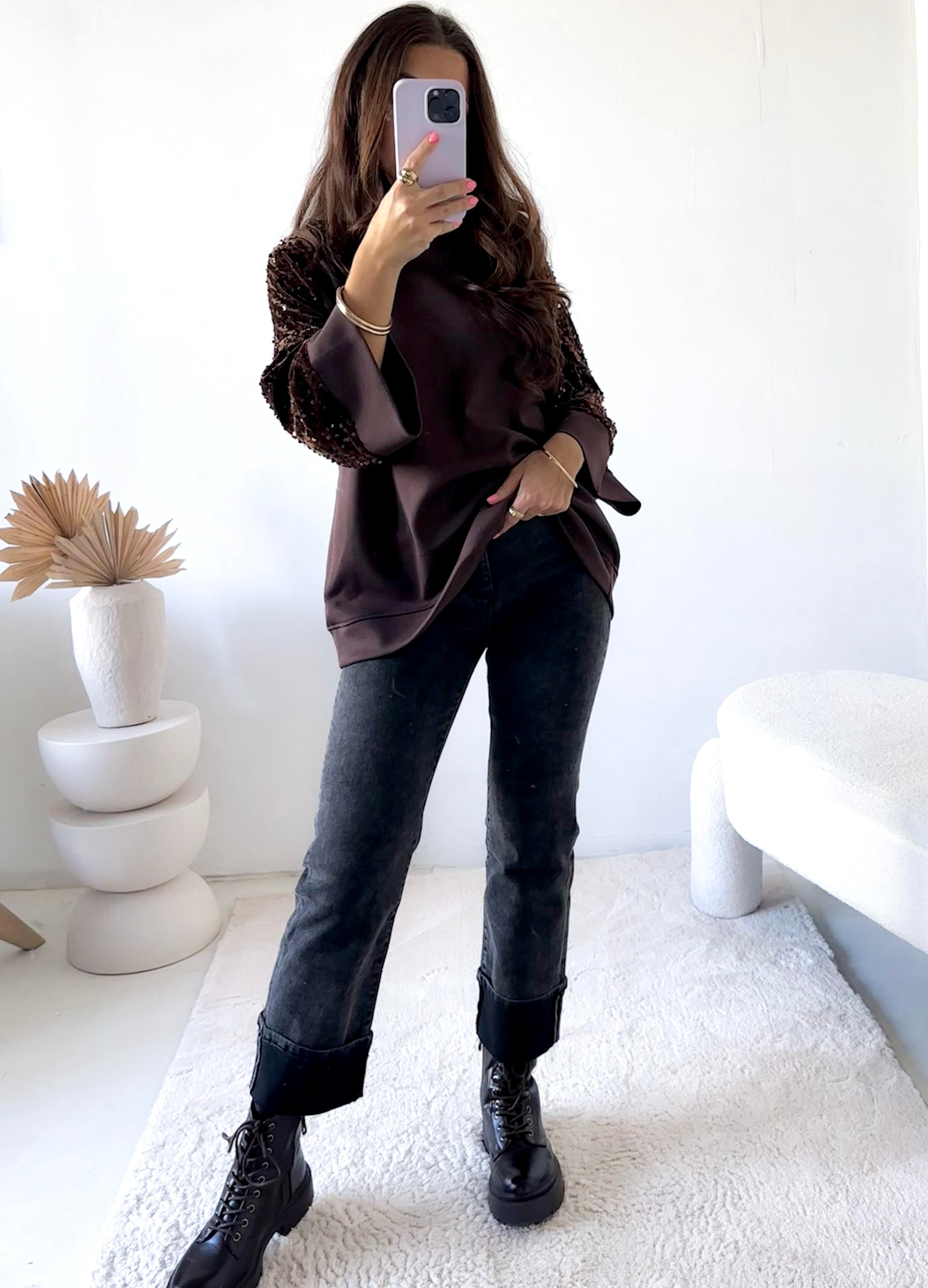 Scuba Pailietten Shirt 3/4 Arm (verschiedene Farben)