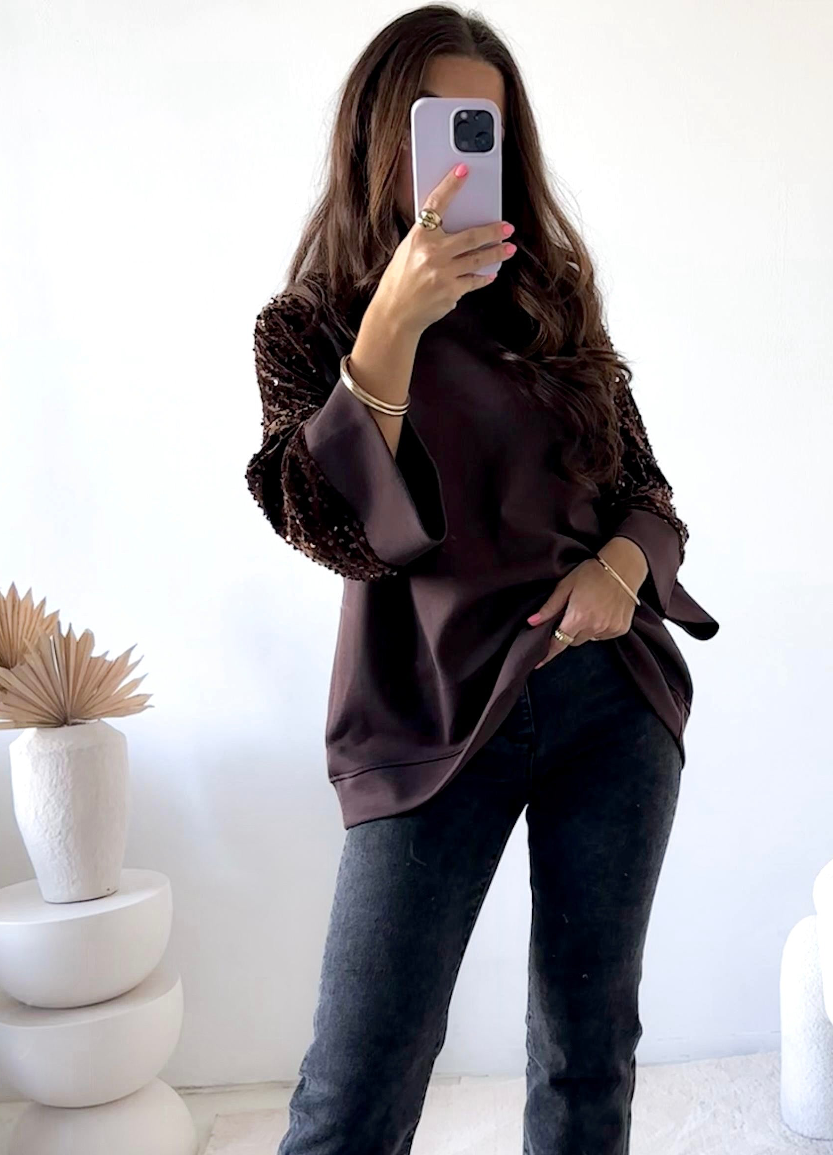 Scuba Pailietten Shirt 3/4 Arm (verschiedene Farben)